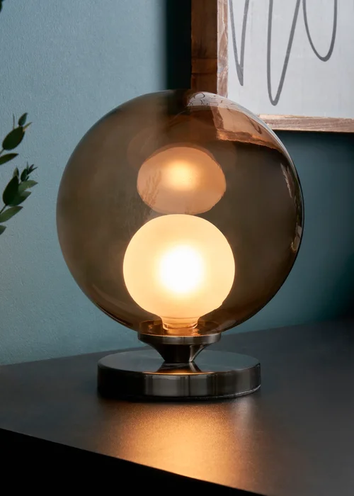 BHS Lighting Flourina Black Chrome Touch Table Lamp (22cm x 17cm) - One Size Image 3