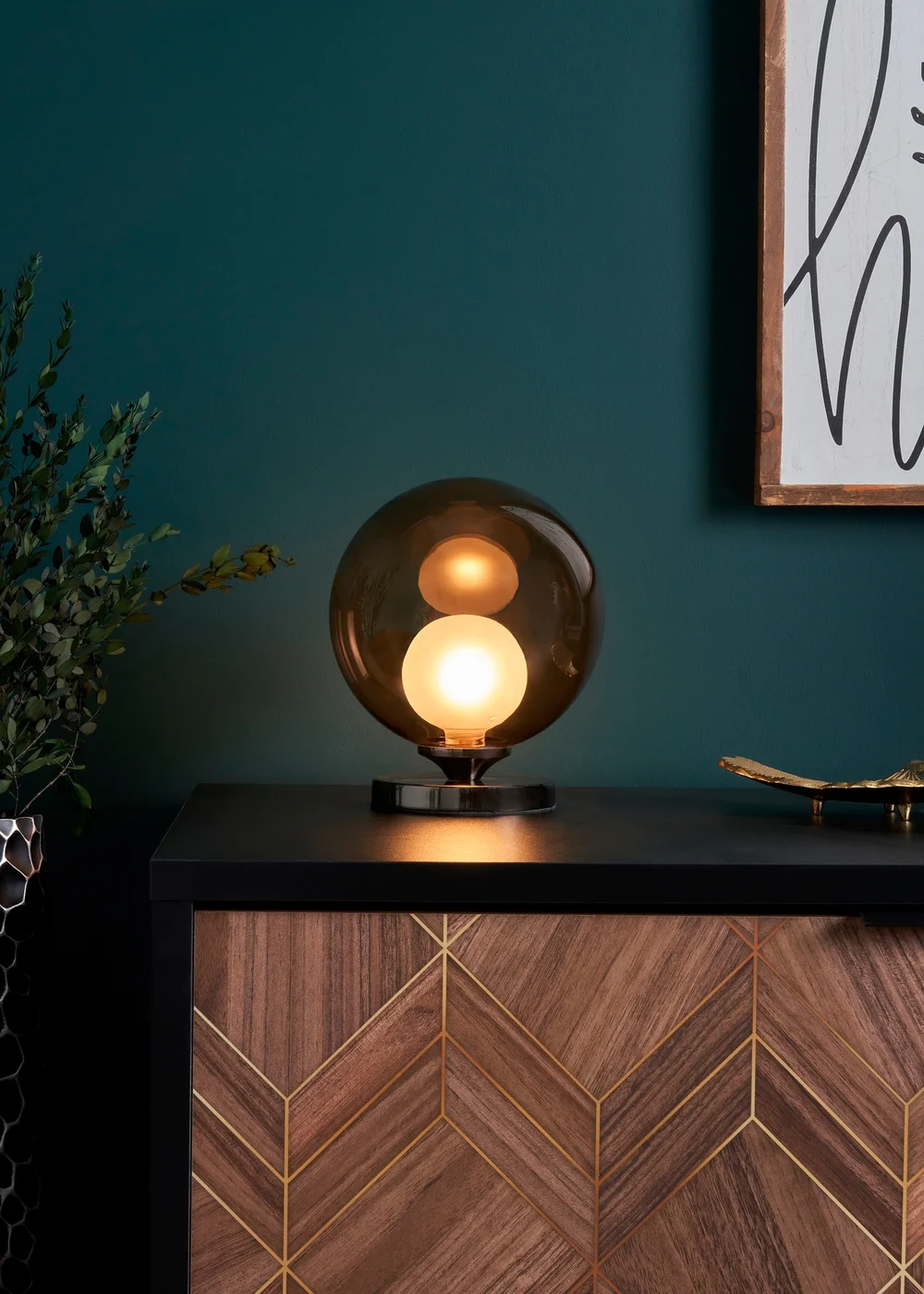 BHS Lighting Flourina Black Chrome Touch Table Lamp (22cm x 17cm) - One Size Image 1