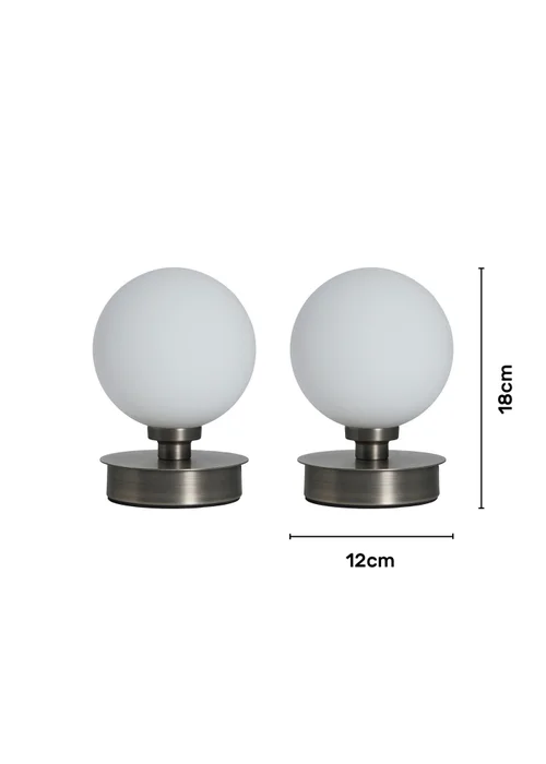 BHS Lighting Tobey Touch Table Lamp PAIR Pewter (18cm x 12cm) - One Size Image 6