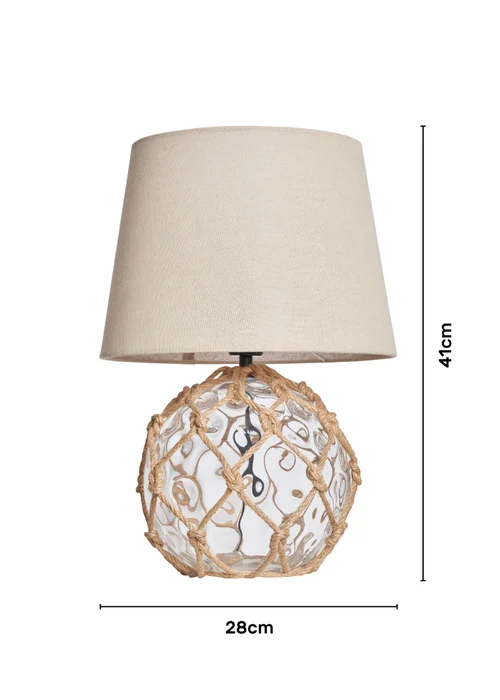 BHS Lighting Seaqua Clear Dimpled Glass Rope Table Lamp (41cm x 28cm) - One Size Image 6