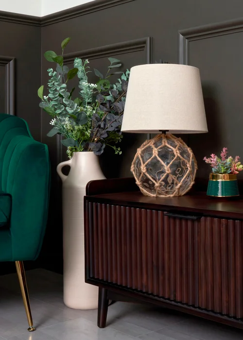 BHS Lighting Seaqua Clear Dimpled Glass Rope Table Lamp (41cm x 28cm) - One Size Image 2