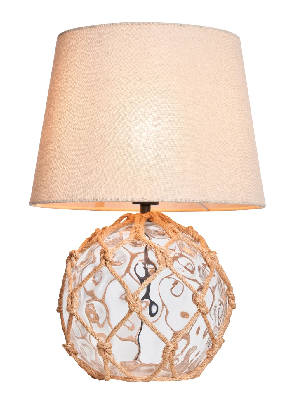 BHS Lighting Seaqua Clear Dimpled Glass Rope Table Lamp (41cm x 28cm) - One Size Image 5