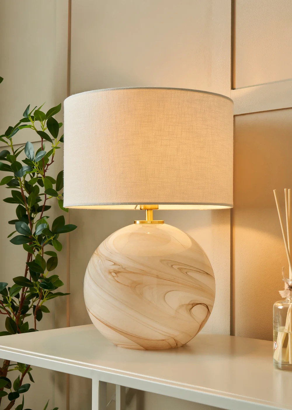 BHS Lighting Muna Marble Glass Table Lamp (42cm x 30cm) - One Size Image 3