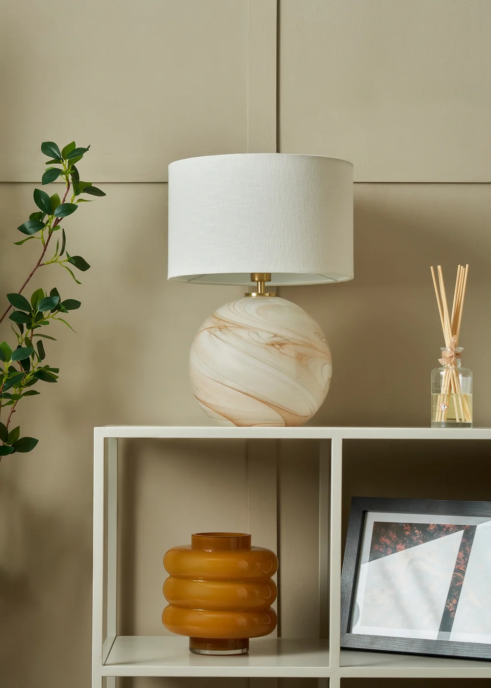 BHS Lighting Muna Marble Glass Table Lamp (42cm x 30cm) - One Size Image 2