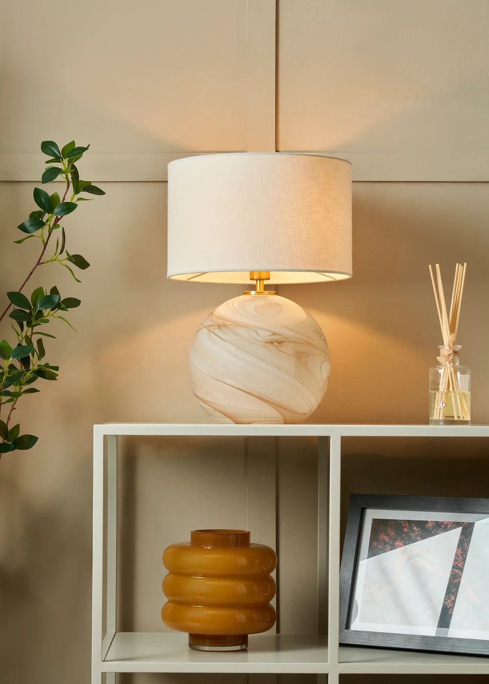 BHS Lighting Muna Marble Glass Table Lamp (42cm x 30cm) - One Size Image 1