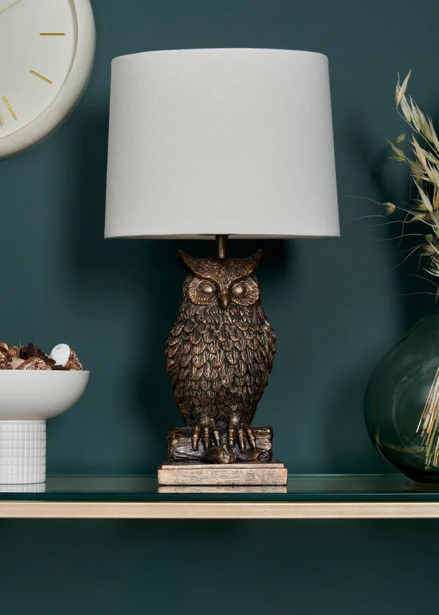 BHS Lighting Ollie Owl Bronze Table Lamp (46cm x 27cm)