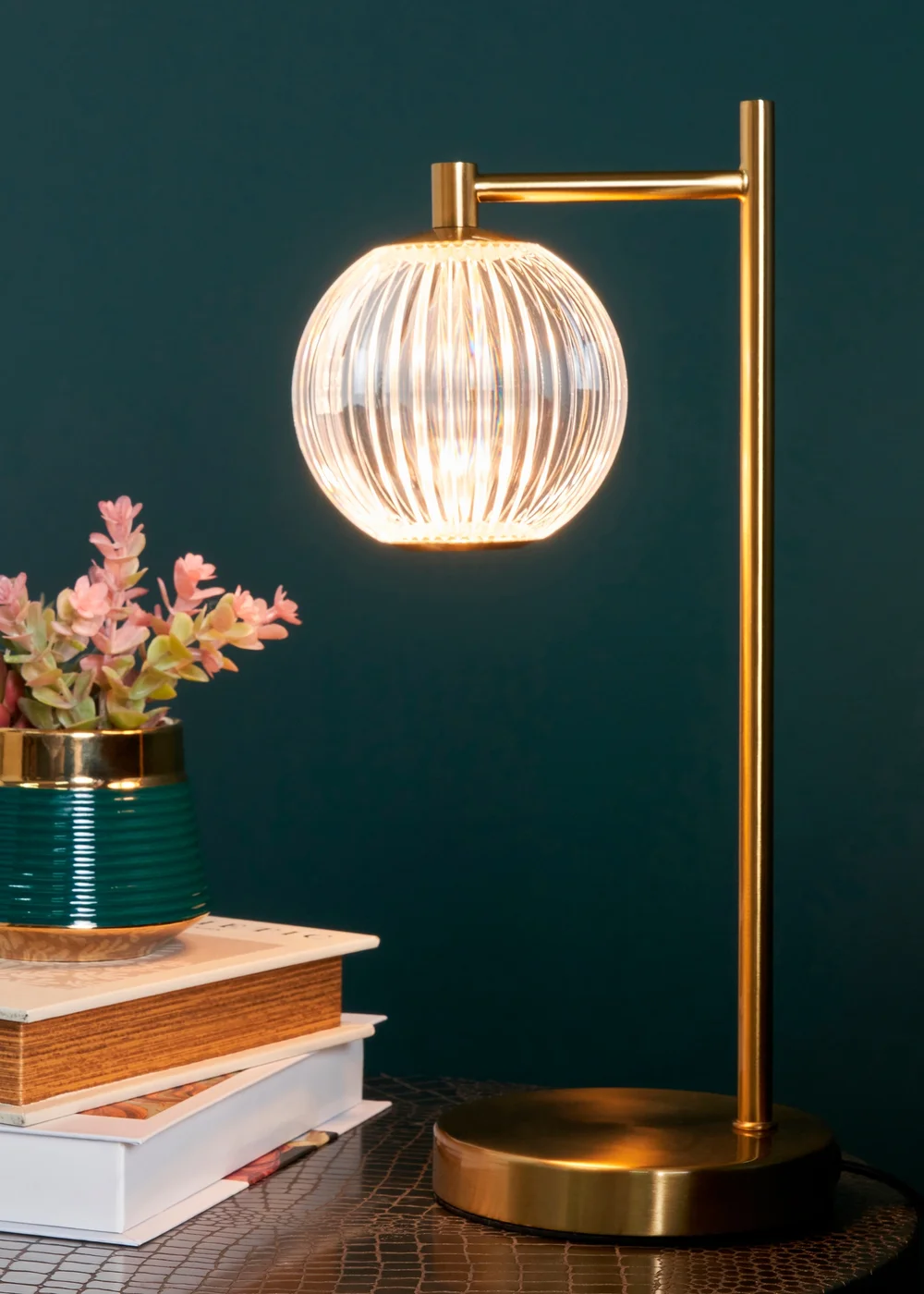 BHS Lighting Raeden LED Brass Acrylic Ball Table Lamp (35cm x 13cm) - One Size Image 3