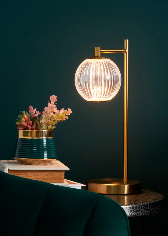 BHS Lighting Raeden LED Brass Acrylic Ball Table Lamp (35cm x 13cm)