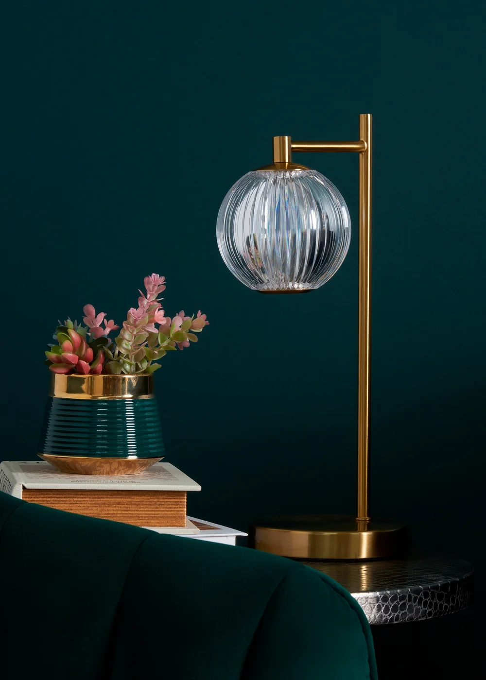 BHS Lighting Raeden LED Brass Acrylic Ball Table Lamp (35cm x 13cm) - One Size Image 2