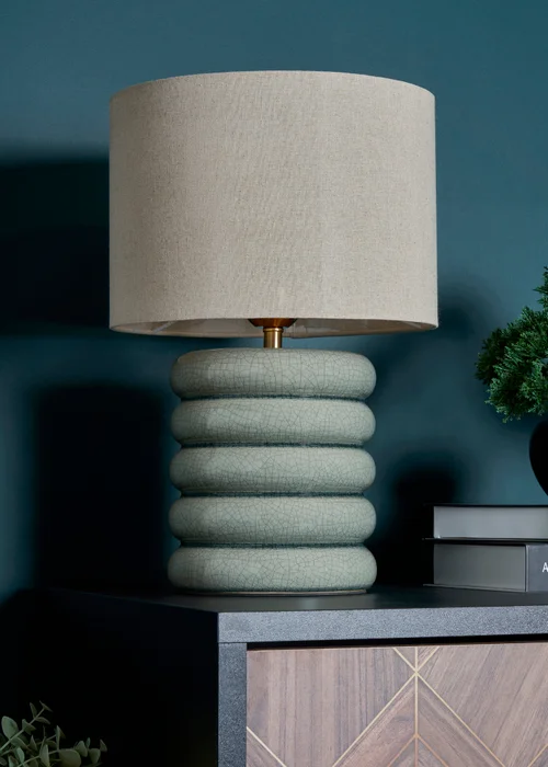 BHS Lighting Firenze Sage Grey Table Lamp (44cm x 28cm) - One Size Image 2