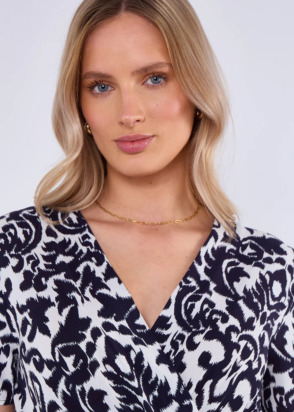 Gini London Navy Short Sleeves Viscose Wrap Midi Dress - M/L Image 3