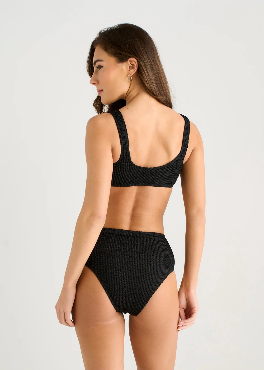 Gini London Black Textured High Waist Bikini Bottom - 8 Image 2
