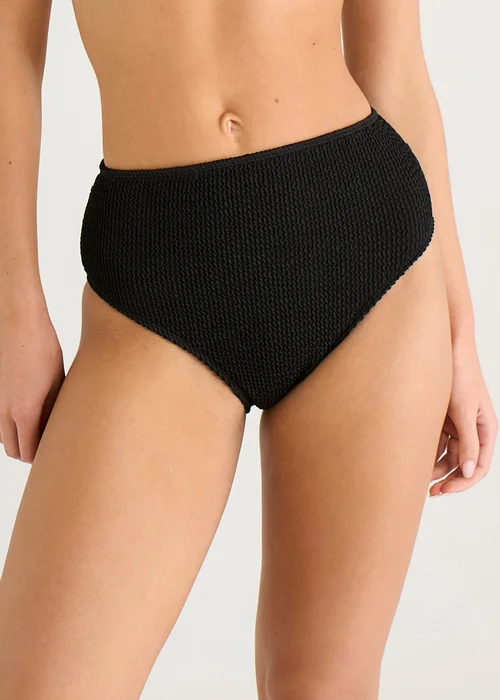 Gini London Black Textured High Waist Bikini Bottom - 8 Image 3
