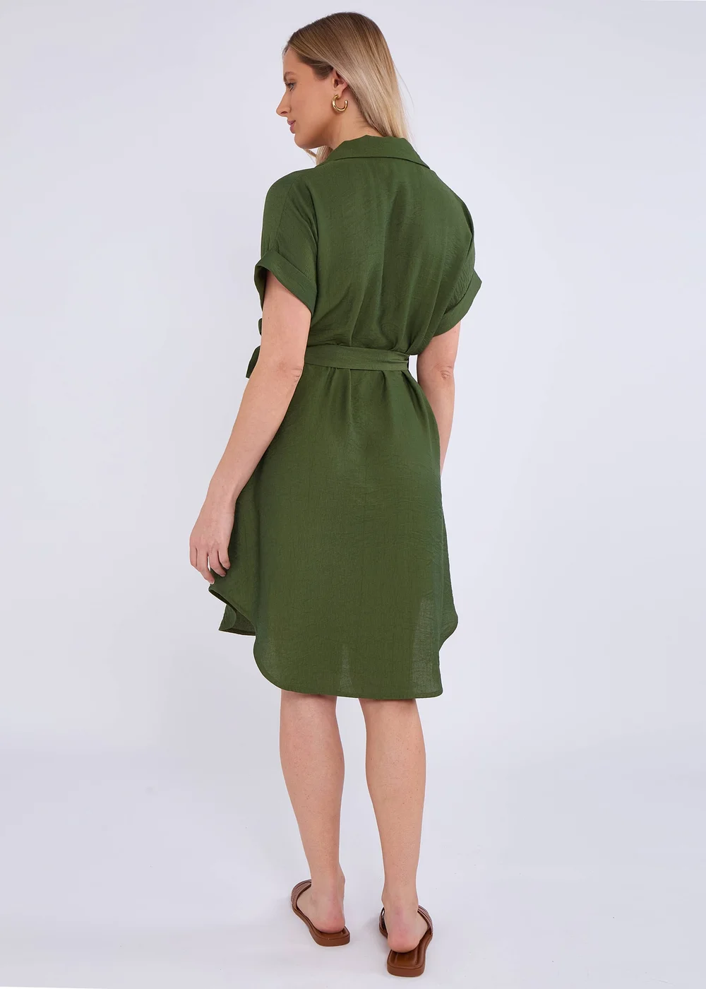 khaki shirt dress uk Utility Shirt Midi Dress