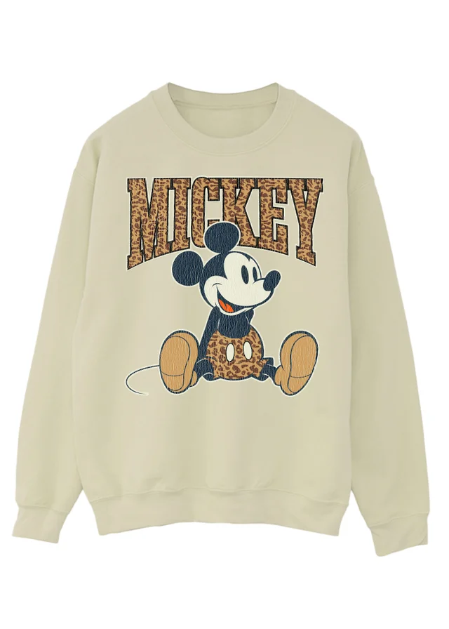Disney Mickey Mouse Leopard Sand Graphic Sweatshirt