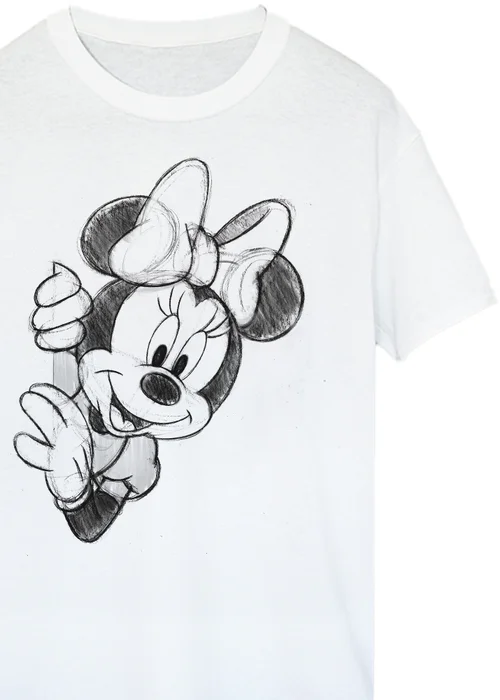 Disney Minnie Mouse Sketch White Boyfriend Fit T Shirt - XL Image 2