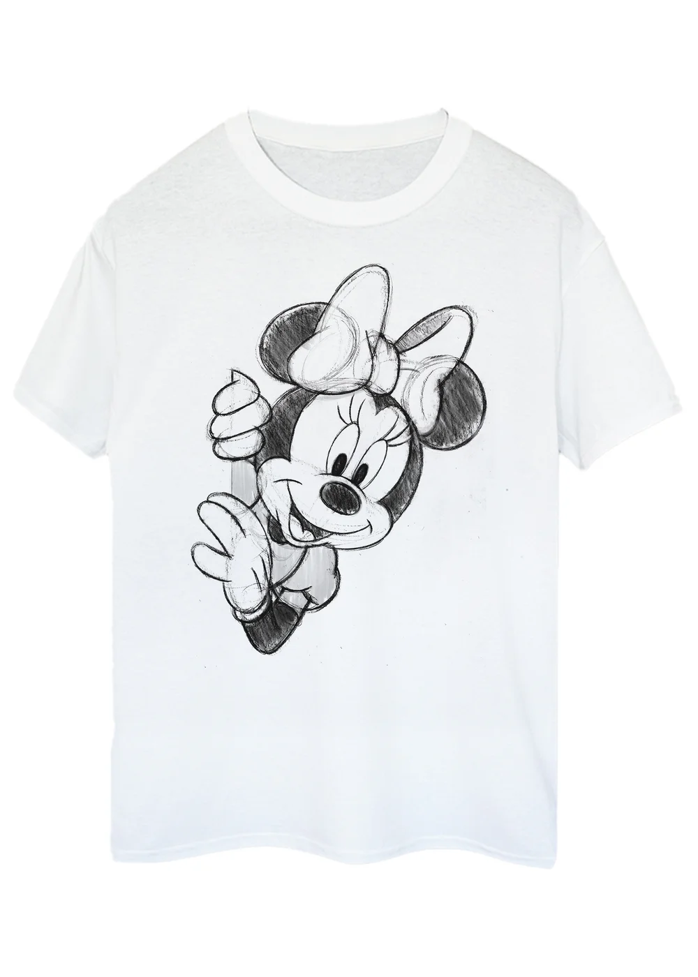 Disney Minnie Mouse Sketch White Boyfriend Fit T Shirt - XL Image 1