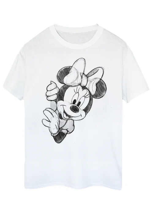 Disney Minnie Mouse Sketch White Boyfriend Fit T Shirt - XL Image 1