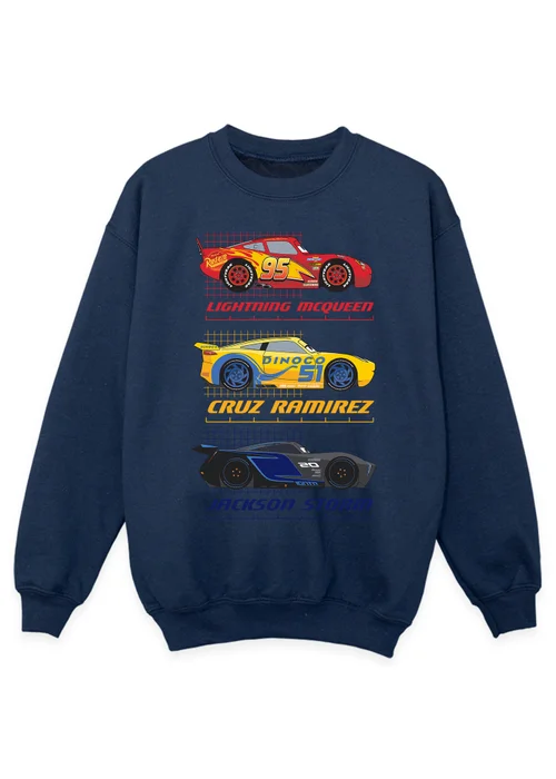 Ada & Ted Disney Cars Racer Profile Boys Navy Sweatshirt (3-13 Years) - 12-13 yrs Image 1