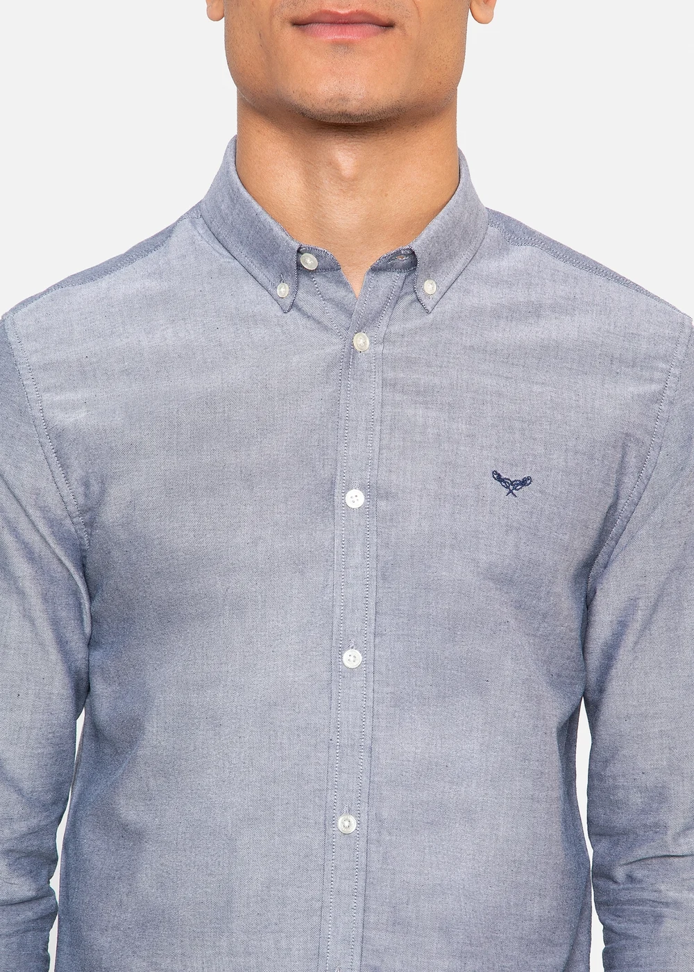 Threadbare Light Blue Oxford Cotton Slim Fit Long Sleeve Shirt - XL Image 3