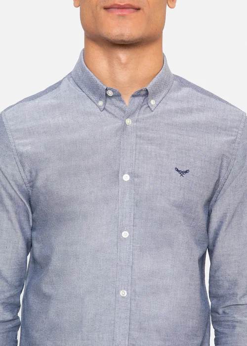 Threadbare Light Blue Oxford Cotton Slim Fit Long Sleeve Shirt - XL Image 3