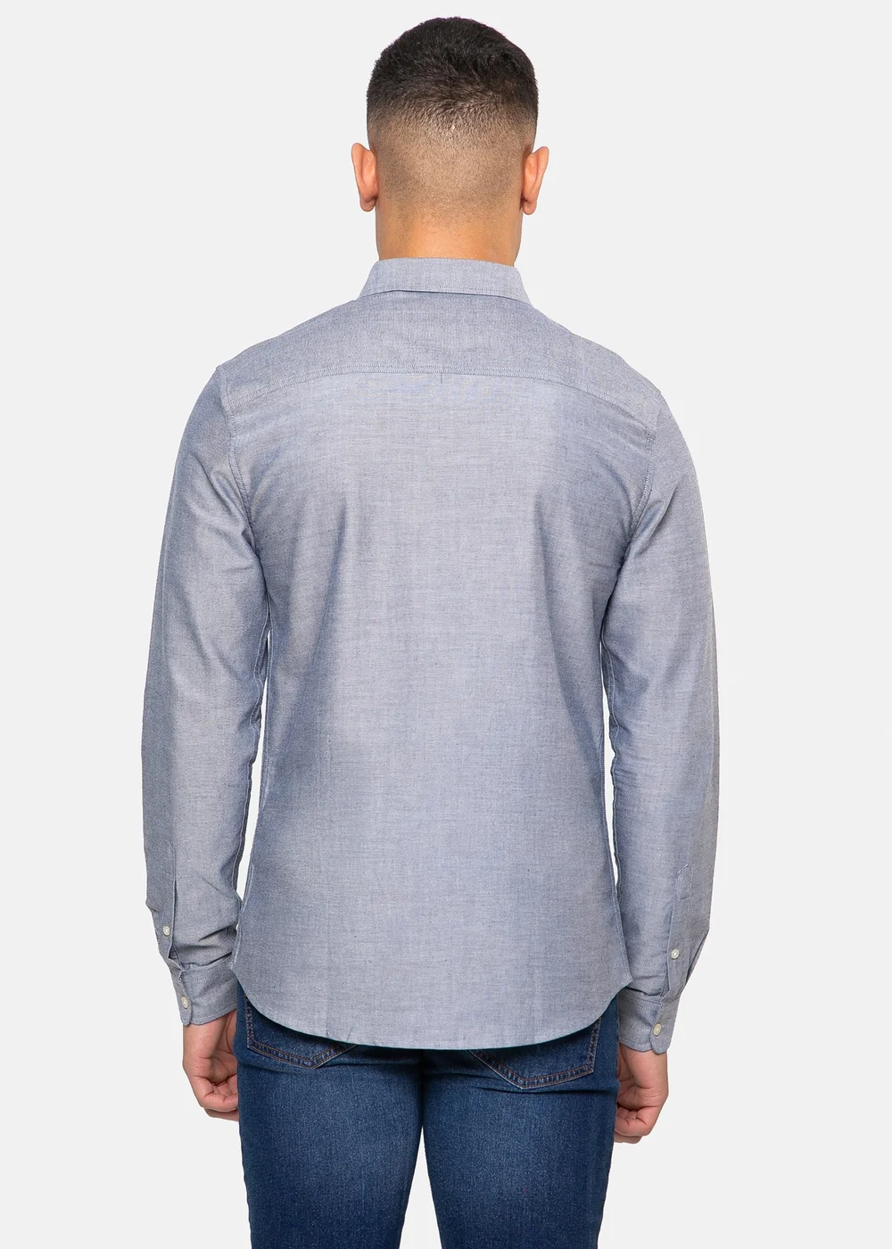 Threadbare Light Blue Oxford Cotton Slim Fit Long Sleeve Shirt - XL Image 2