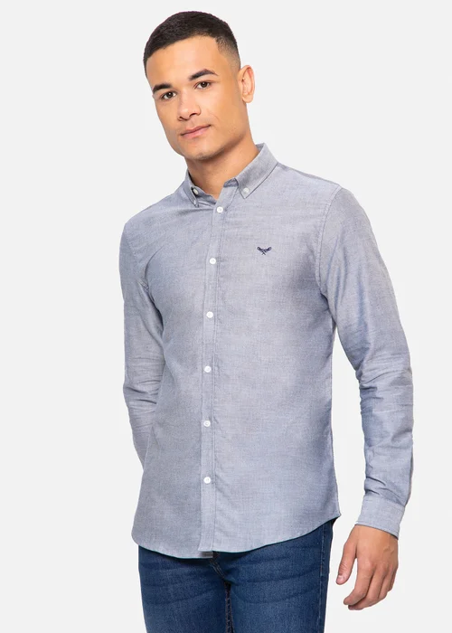 Threadbare Light Blue Oxford Cotton Slim Fit Long Sleeve Shirt - XL Image 1