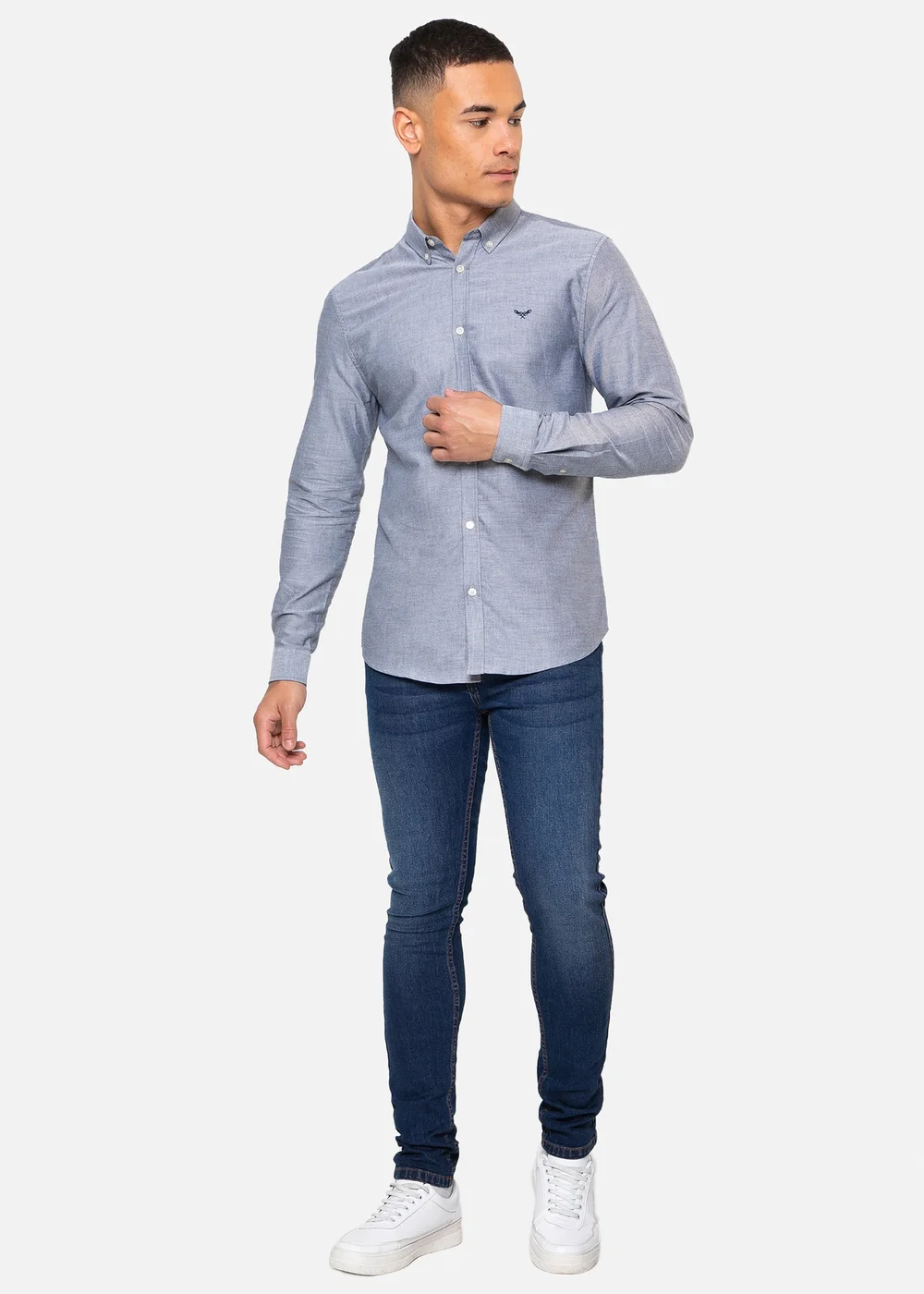 Threadbare Light Blue Oxford Cotton Slim Fit Long Sleeve Shirt - XL Image 4