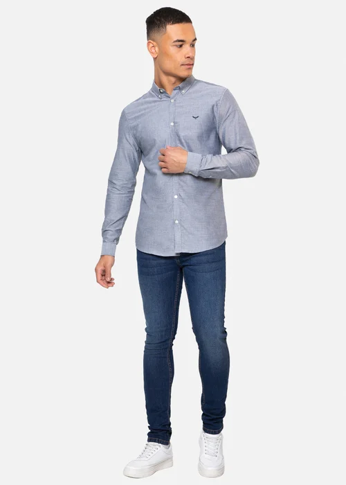 Threadbare Light Blue Oxford Cotton Slim Fit Long Sleeve Shirt - XL Image 4