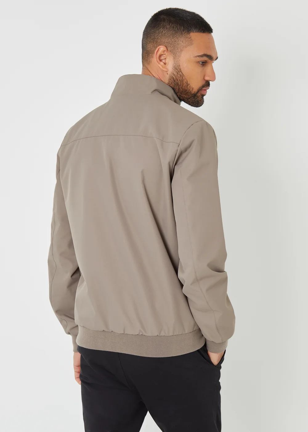 Threadbare Taupe Patch Pocket Funnel Neck Harrington Style Jacket - XL Image 2
