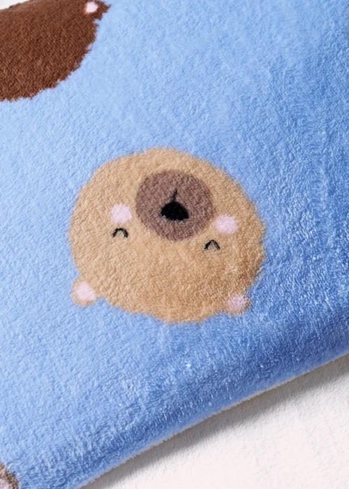 Multicolour Cosy Bear Print Fleece Duvet Set - Single Image 3
