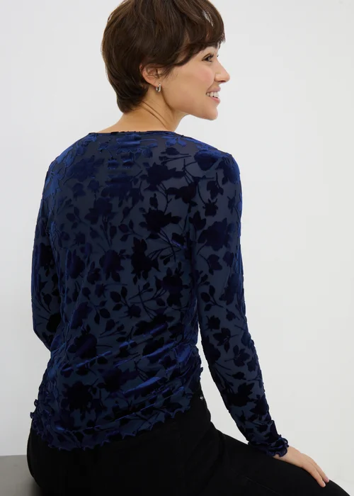 Blue Floral Fitted Top - 8 Image 3