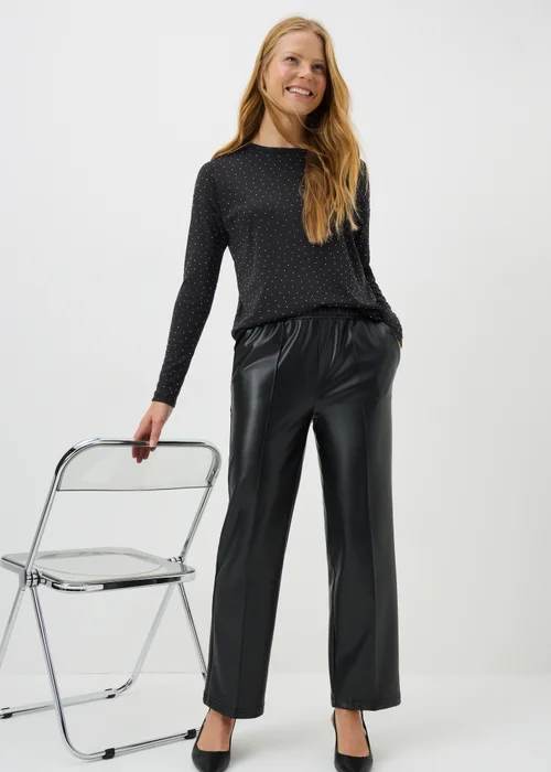Black Longline Embellished Top - M Image 2