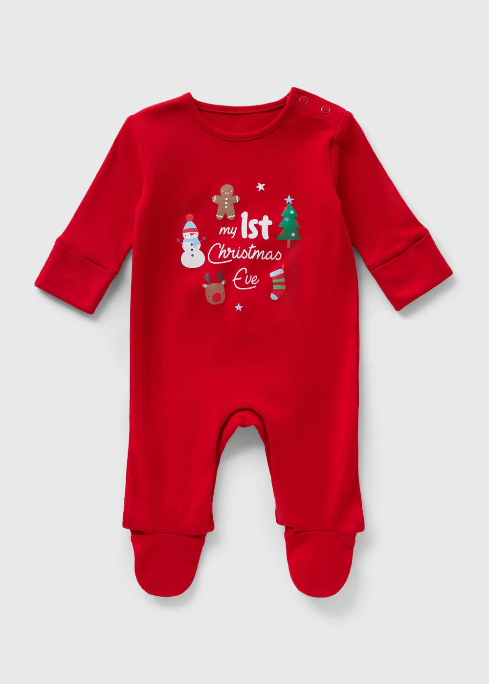 Baby Red First Christmas Eve Sleepsuit (Newborn-12mths) - Age 0 - 3 Months Image 1