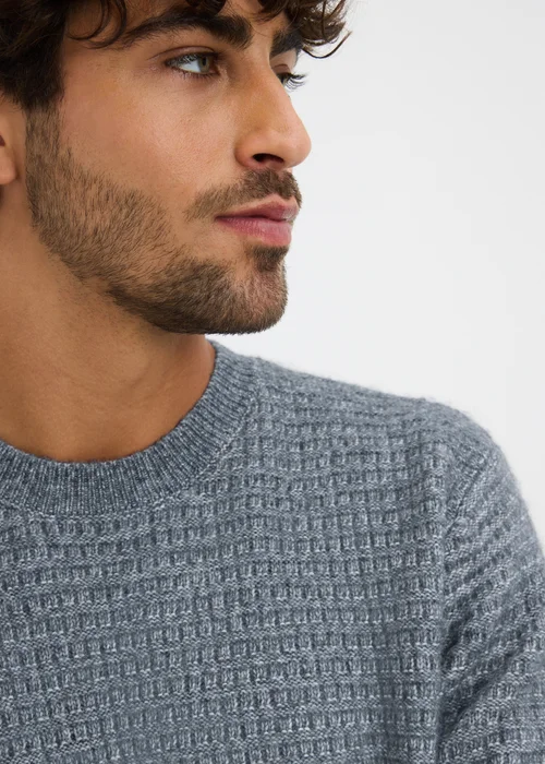 Blue Marl Textured Cosy Jumper - M Image 3
