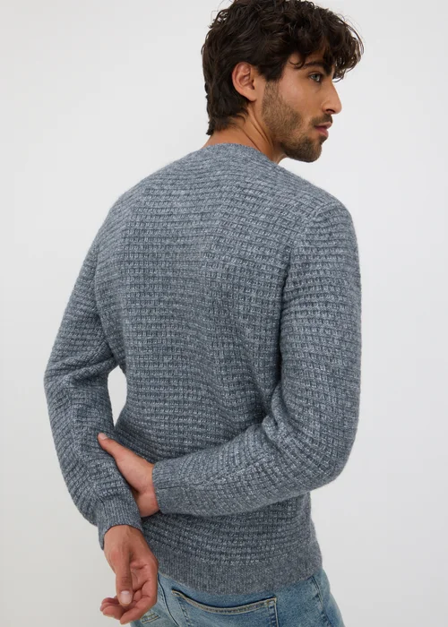 Blue Marl Textured Cosy Jumper - M Image 2
