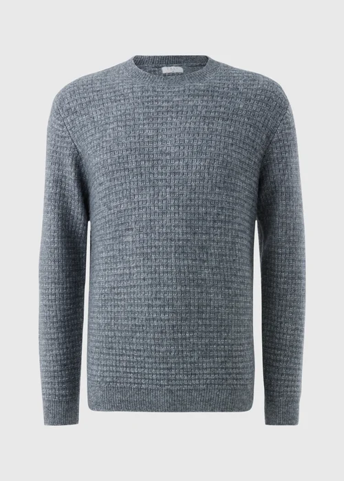 Blue Marl Textured Cosy Jumper - M Image 4