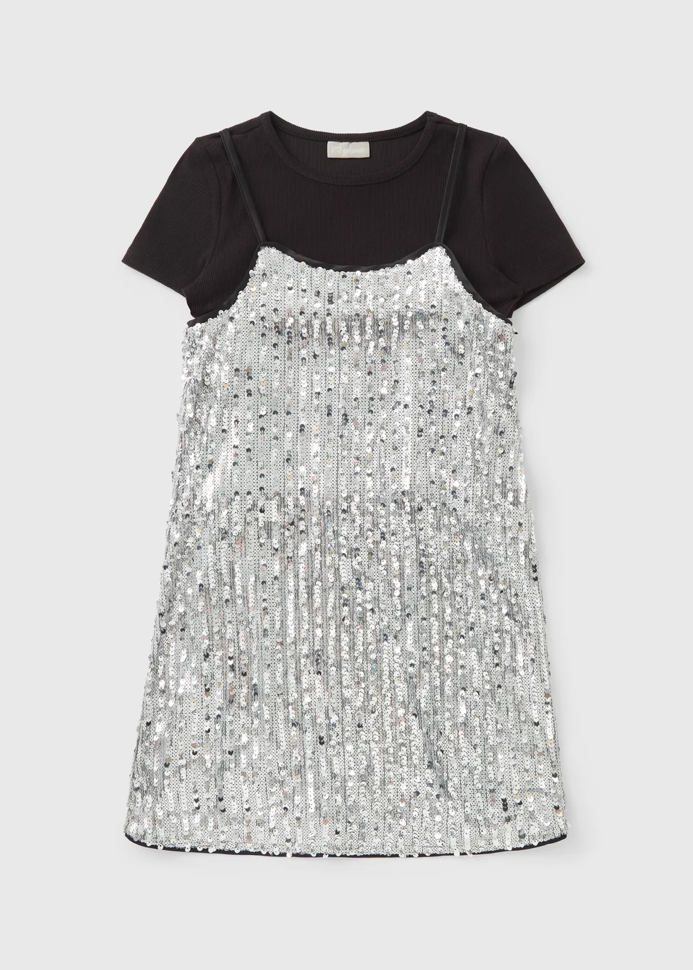 Girls Silver Sequin 2 In 1 T-Shirt Dress (7-15yrs) - 7 Yrs | Matalan Girls Silver Sequin 2 In 1 T-Shirt Dress (7-15yrs) - 7 Yrs | Matalan