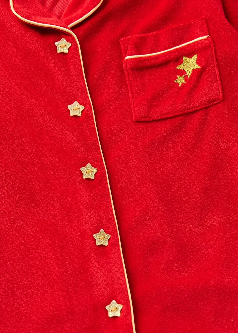 Girls Red Velour Christmas Button Up Pyjamas (7-13yrs) - Age 7 Years Image 2