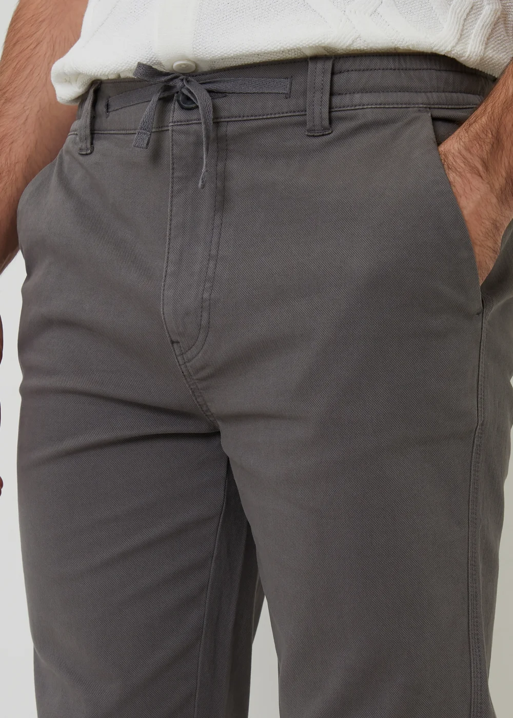 Threadbare Dark Grey Cotton Elasticated Waist Chino Trousers - 32/L32 Image 4