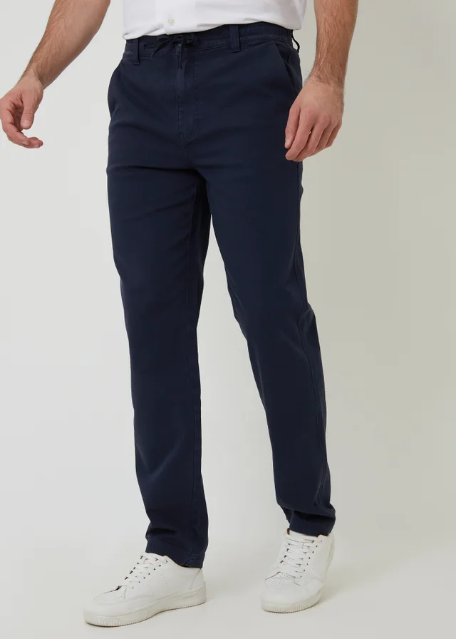 Threadbare Navy Cotton Elasticated Waist Chino Trousers