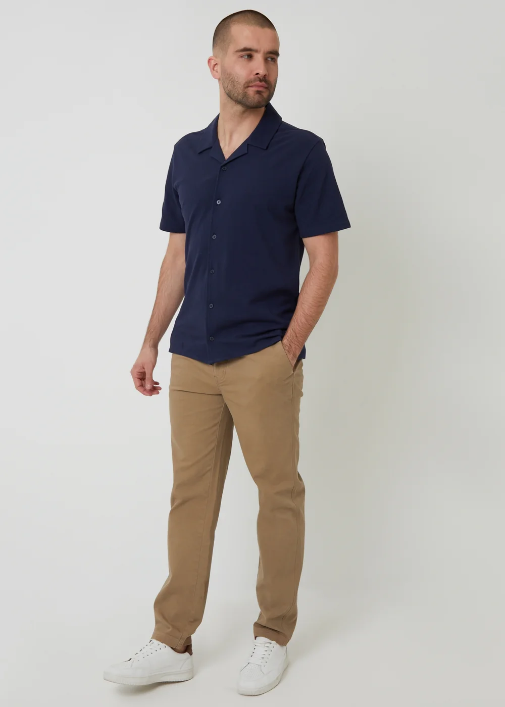 Threadbare Stone Cotton Elasticated Waist Chino Trousers - 34/L32 Image 3