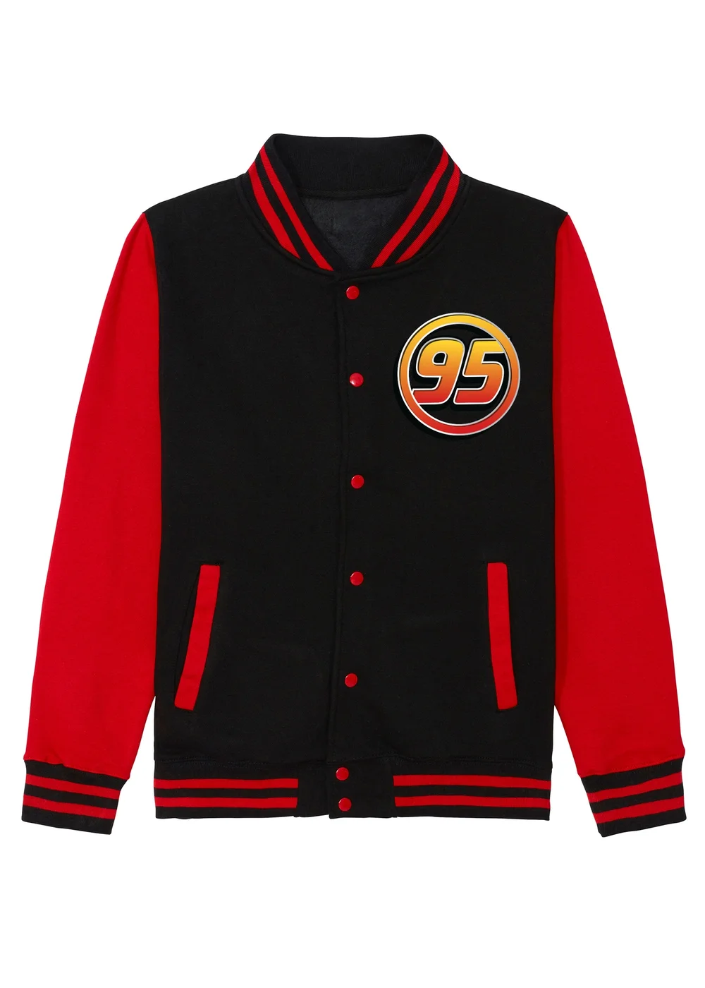 Disney Cars Lightning McQueen Kids Black/Red Varsity Jacket (3-13 Years) - 12-13 yrs Image 1