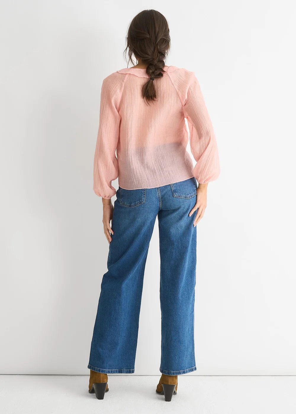 Gini London Pink Long Sleeeves Tie Detail Ruffle Blouse - 8 Image 2