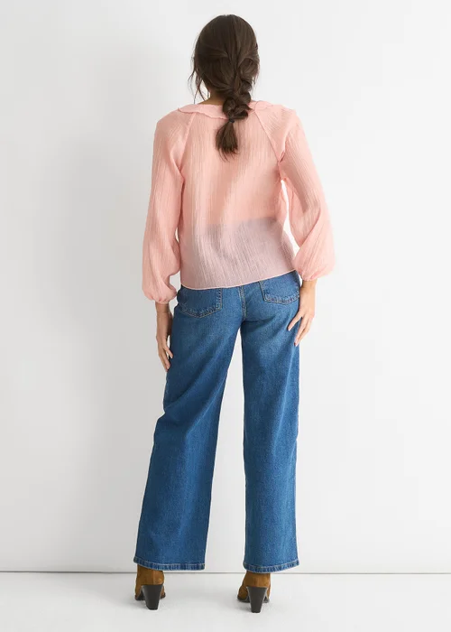 Gini London Pink Long Sleeeves Tie Detail Ruffle Blouse - 8 Image 2