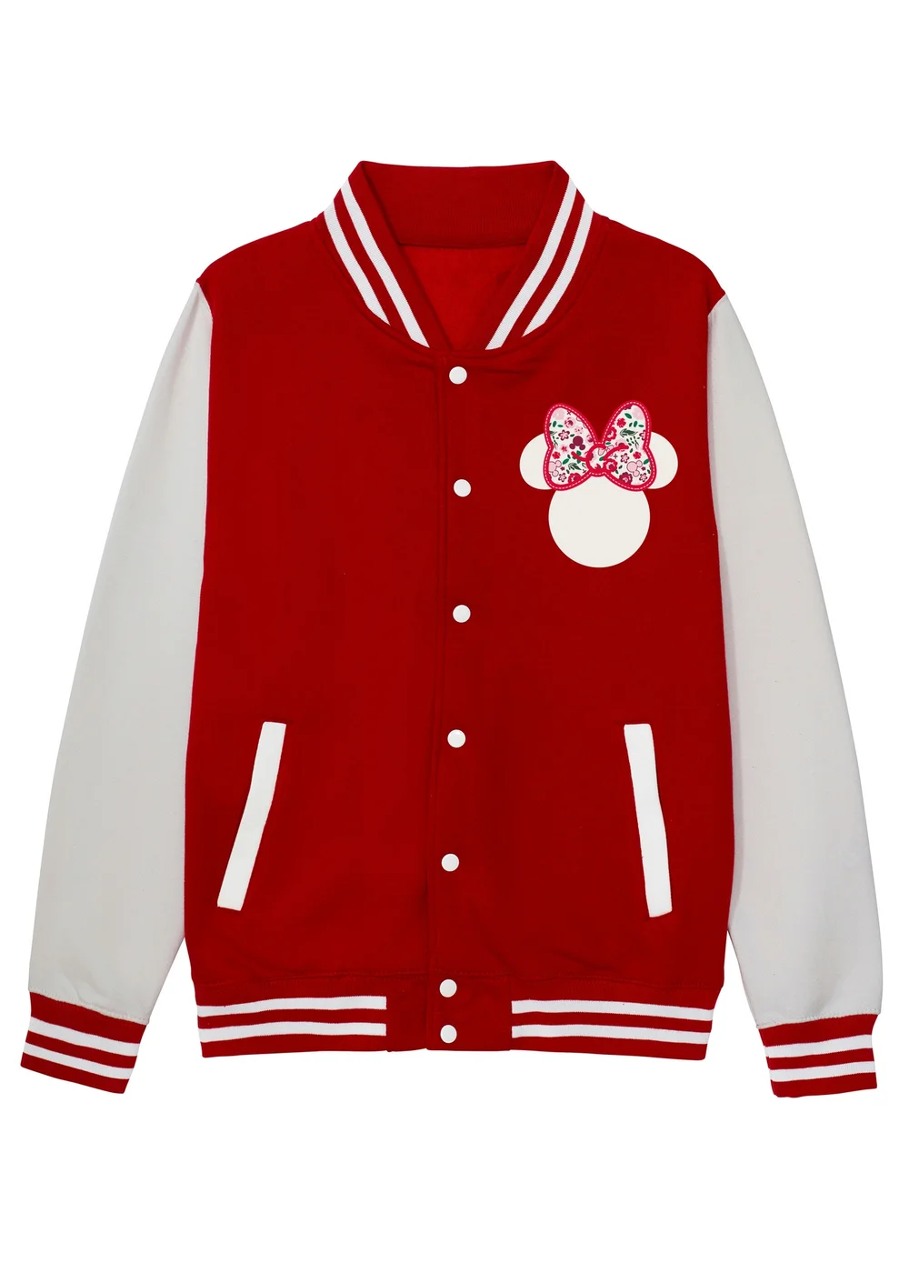 Disney Minnie Mouse Flowers Girls Red Varsity Jacket (3-13 Years) - 3-4 Yrs Image 1