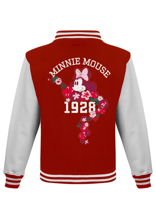 Disney Minnie Mouse Flowers Girls Red Varsity Jacket (3-13 Years) - 3-4 Yrs Image 2