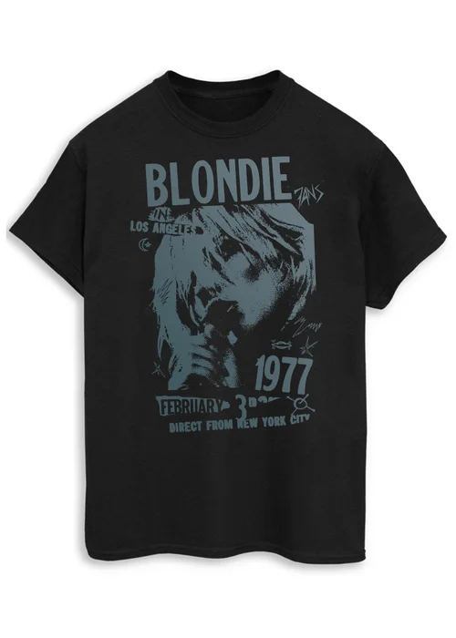 Blondie 1977 Tour Black Boyfriend Fit Music Graphic T-Shirt - M Image 1