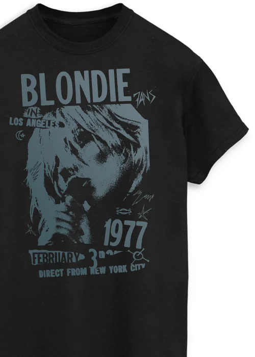 Blondie 1977 Tour Black Boyfriend Fit Music Graphic T-Shirt - M Image 2