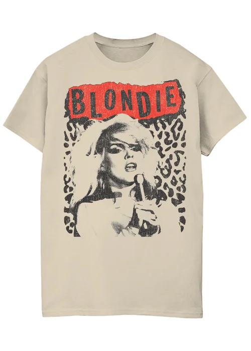 Spiral Galaxy Blondie Leopard Sand Boyfriend Fit Music T-Shirt - L Image 1